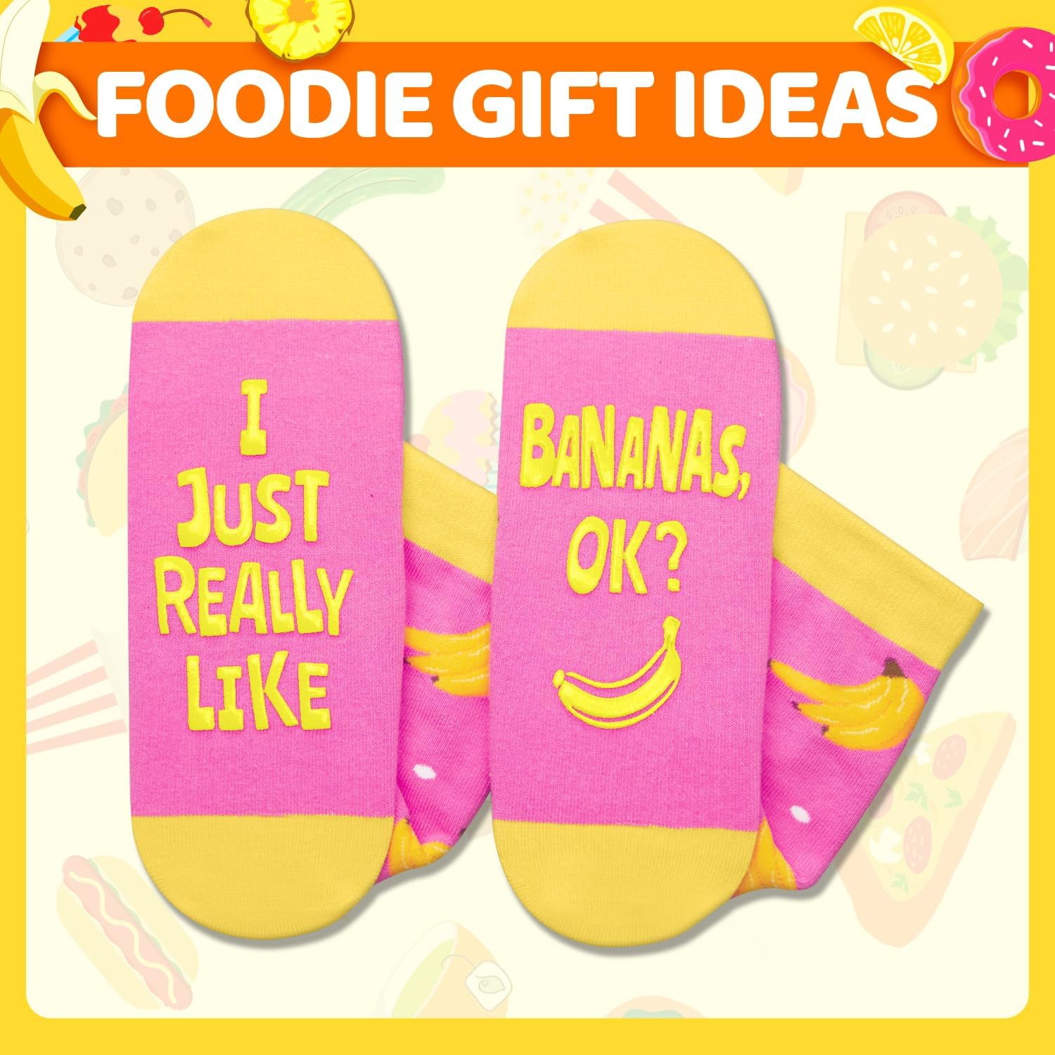 HAPPYPOP Fruit Gifts Ideas Socks - Hawaiian Tropical Banana Pineapple Lemon Socks - Image 6