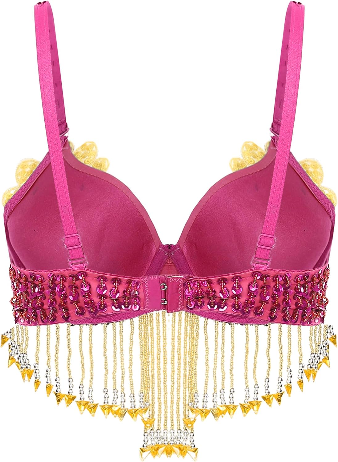 Linjinx Womens Sexy Belly Dance Costume Sequins Outfit Set Underwired Bra Tops with Pants for Carnival Halloween