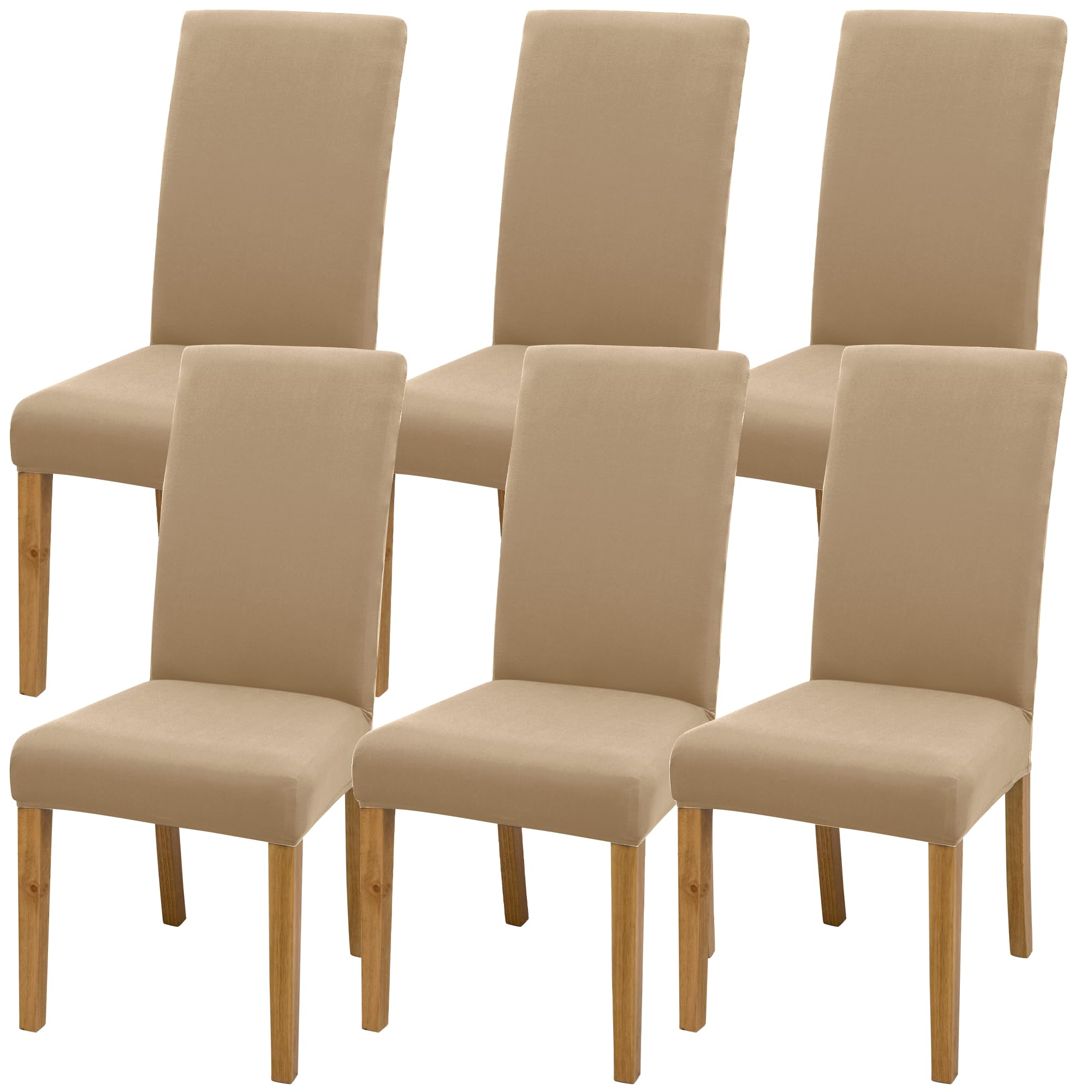 DREAHOTEXTIL coprisedia con schienale、coprisedia elasticizzati、coprisedie antigraffio gatto、copri sedia da ufficio (set da 2/4/6 pezzi con schienale) per salotti, cucine, feste e hotel. (6, khaki)