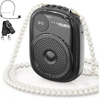 Voice Amplifier for Teacher,Portable Wired Voice Amplifier with Microphone Headset and Speaker,Rechargeable Mini Voice Amplifier for Classroom,Speech,Training,Tour Guide,Pearl Chain Design-Black