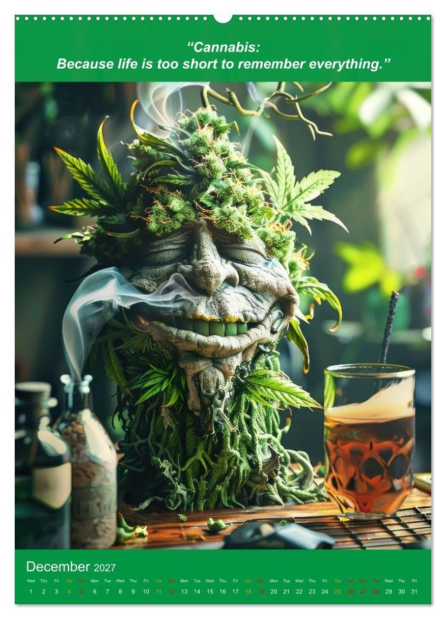 The funniest cannabis pictures and slogans (Wall Calendar 2027 DIN A2 portrait), CALVENDO 12 Month Wall Calendar: A must have for cannabis lovers
