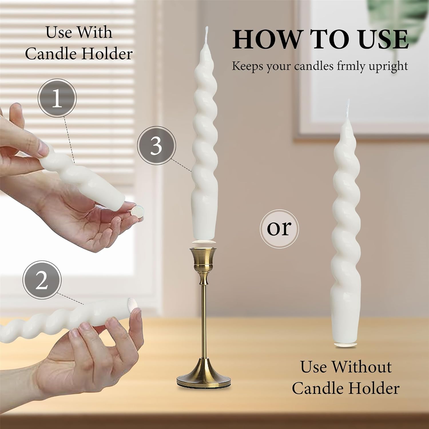 Taper Candle Wax Dots - 24pcs Spiral Candle Sticky Dots White Candles Adapter Small Candlestick Adhesive,Soft Wax for Any Candles Holder Accessories-White - Image 5