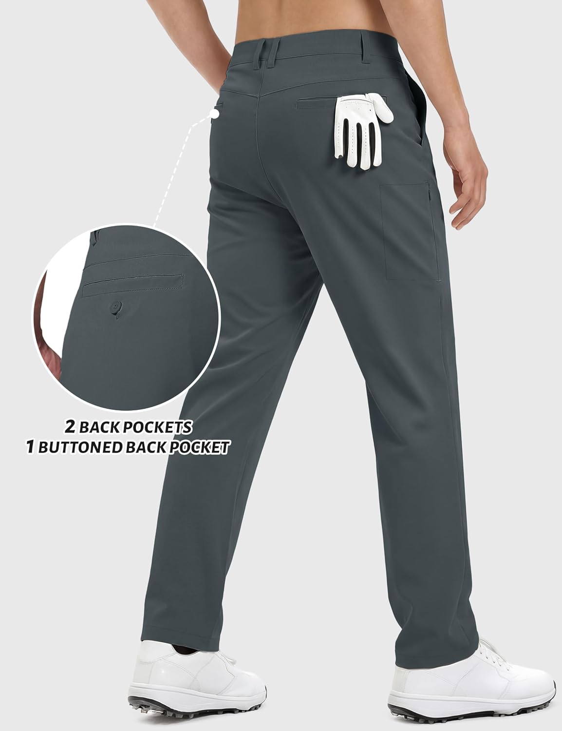TACVASEN Golf Pants Men Stretch Comfy with Zipper Pockets for Dress Work image 4