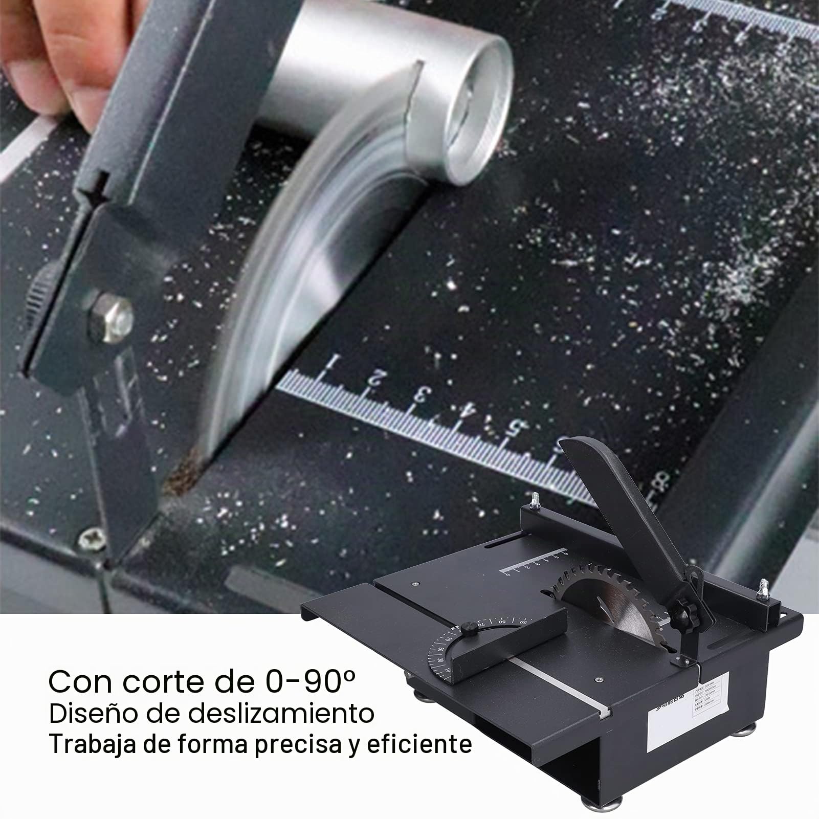 ViaGasaFamido mini mesa sierra multifuncional 1200W, sierra de corte y pulido, ángulo ajustable 0-90°, para madera y metal, con enchufe UE 220V, herramienta eléctrica versátil y potente
