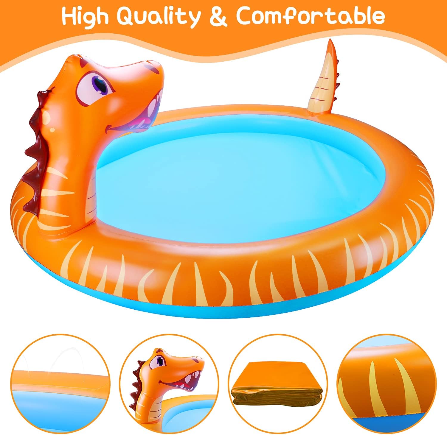 Inflatable Pool for Kids Toddlers Kiddie Pool Baby Pool with Dinosaur Sprinkler Outdoor Water Toys for Toddlers 1-3 Backyard Games Splash Pad for Kids Swimming Pool Boys Girls Outside Toys Age 2-4 4-8 : Toys & Games