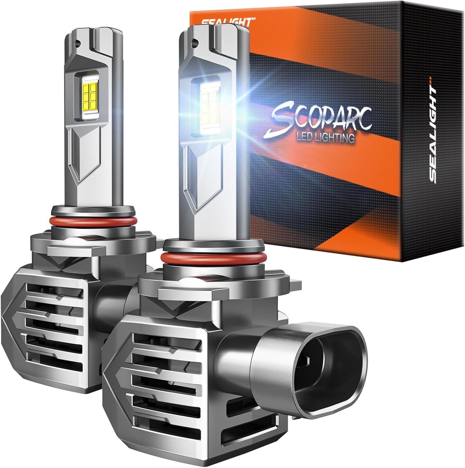 SEALIGHT S7S HB3 Light Bulb, 60000LM High Power 9×Brighteness for ATVs & Powersports, 2025 Version 99% Compatibility, 10 Years Lifespan, Plug and Play Daytime Running Lamp Modules, Pack of 2 2 9005