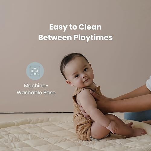 Miniatura 6 de Snuggle Me Gimnasio de juego para bebés, tapete de sarga de algodón 100% orgánico con 9 juguetes sensoriales móviles, centro de actividades de