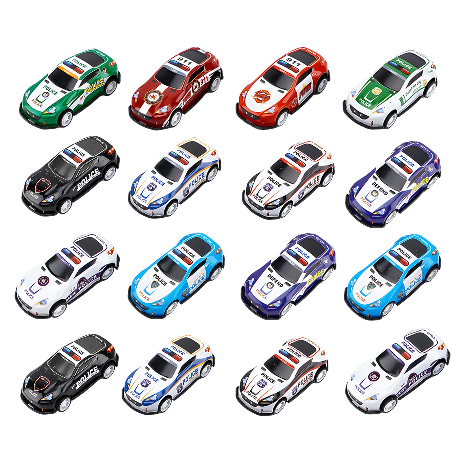 KYEDGC Pull Back Cars, 16 Toy Cars Set for Party Bag Fillers, Pull Back Toy Cars with Realistic Details, 6.8 x 3.1 x 2.3 cm Size