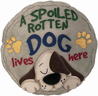 Spoontiques - Garden Décor - Spoiled Rotten Dog Stepping Stone - Decorative Stone for Garden