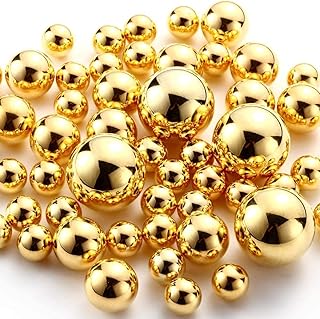 NOTCHIS 50 Pcs Gold Faux Pearls No Hole Plastic Beads Centerpieces Vase Filler Decorations, Ideal for Wedding Table Reception Birthday Party Holding Makeup Brushes Home Decor (Size:14/20/30mm)