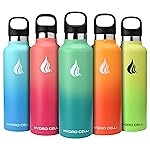 HYDRO CELL Stainless Steel Water Bottle with Straw & 2 Standard Mouth Lids (32oz 24oz 20oz 16oz) Keeps Liquids Hot or Cold w/Double Wall Vacuum Insulated Leak Proof Sport Design (Mint/Green 24oz)