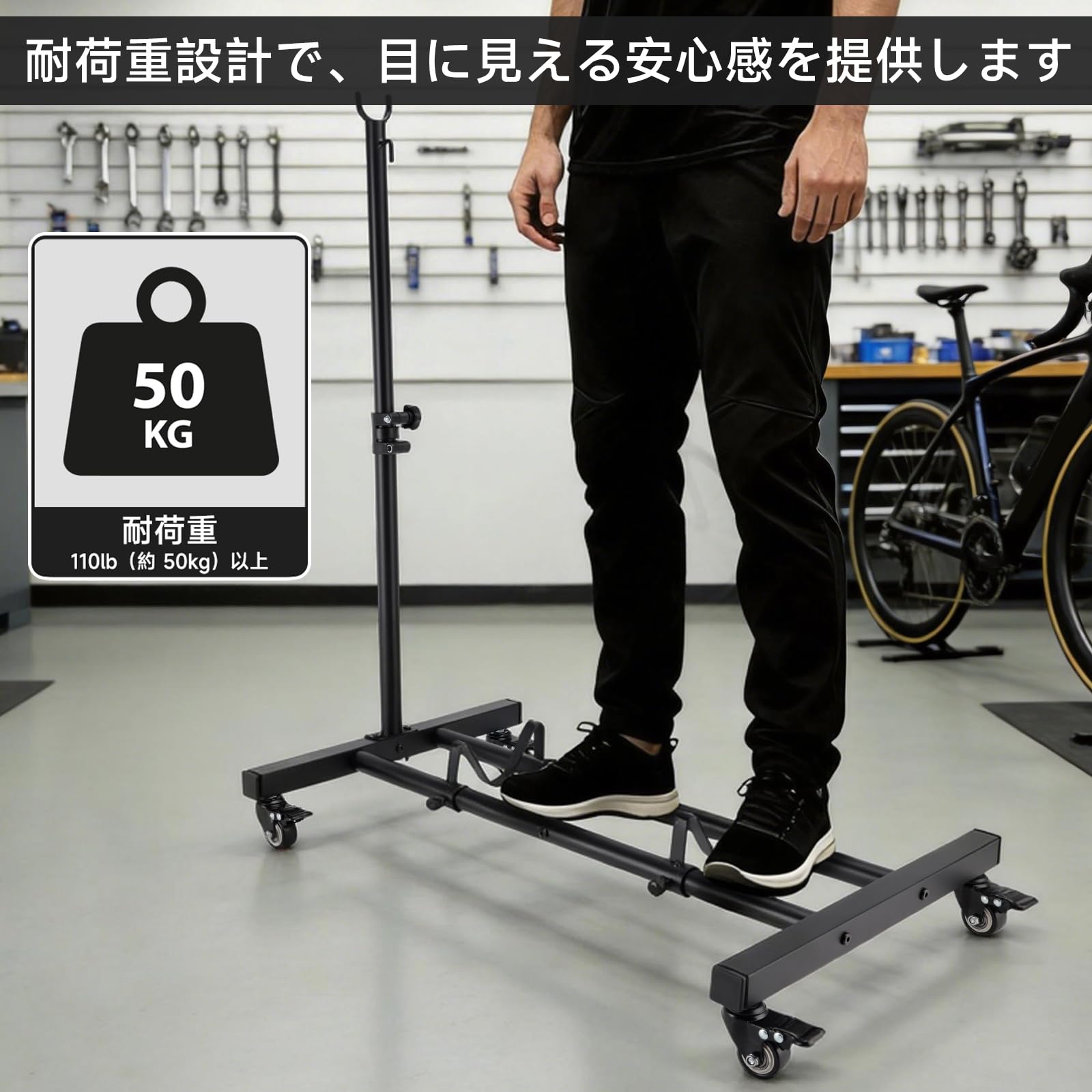 Artudatech 自転車スタンド 22インチ～29インチ対応 1台用駐輪スタンド クルーザー・マウンテン・ロードバイク兼用 滑り止め付き高さ調節可能 省スペース収納ラック 室内屋外 OK 転倒防止 組み立て簡単 高炭素鋼
