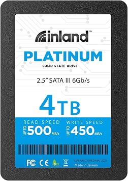 INLAND Platinum 4TB SATA III 6Gb/s, 2.5"/7mm Internal Solid State Drive SSD for Laptop & PC Desktop