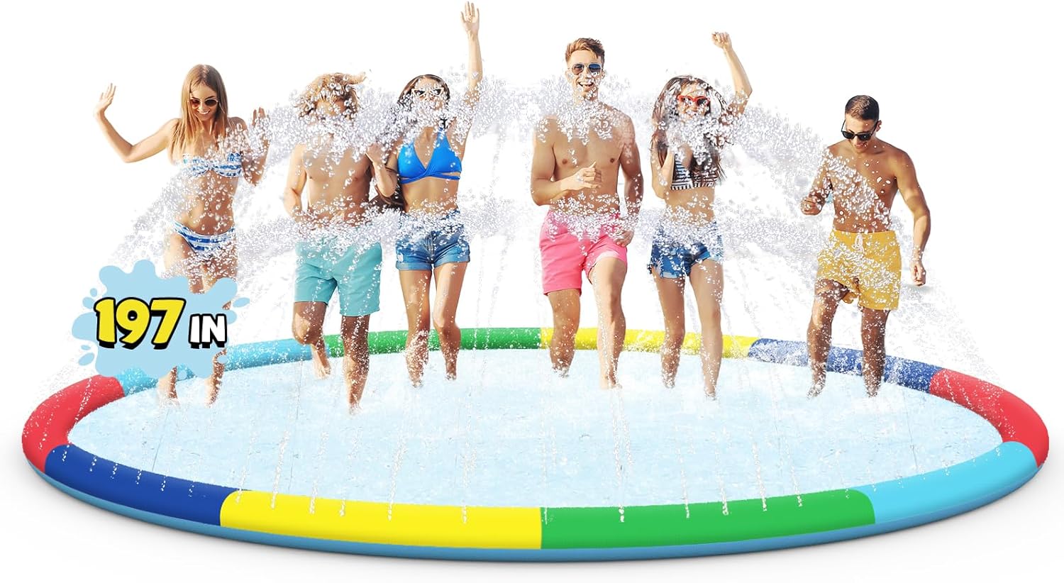 16ft Large Splash Pad for Kids Ages 4-8, Non-Slip Baby Splash Pads for Toddlers, Oversized Kids Sprinklers for Yard, Heavy Duty Kid Pools Water Toys for Outdoor Family, Friends Summer Fun