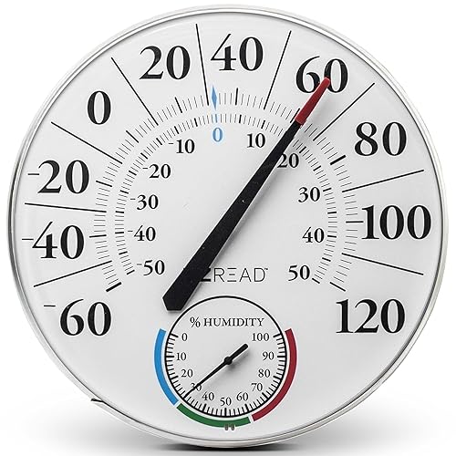 Headwind Consumer Products EZREAD - Termómetro de esfera colgante, termómetros meteorológicos para uso en interiores y exteriores, diámetro grande