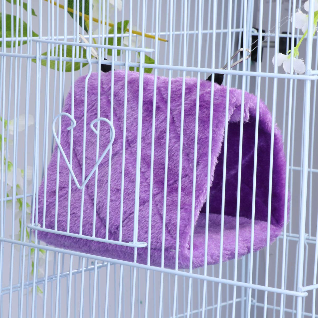 Hamaca De Felpa Para Loros Y Pájaros - Color Morado, 24x15 Cm, Cálida Y Cómoda, Con Ganchos Para Colgar En La Jaula