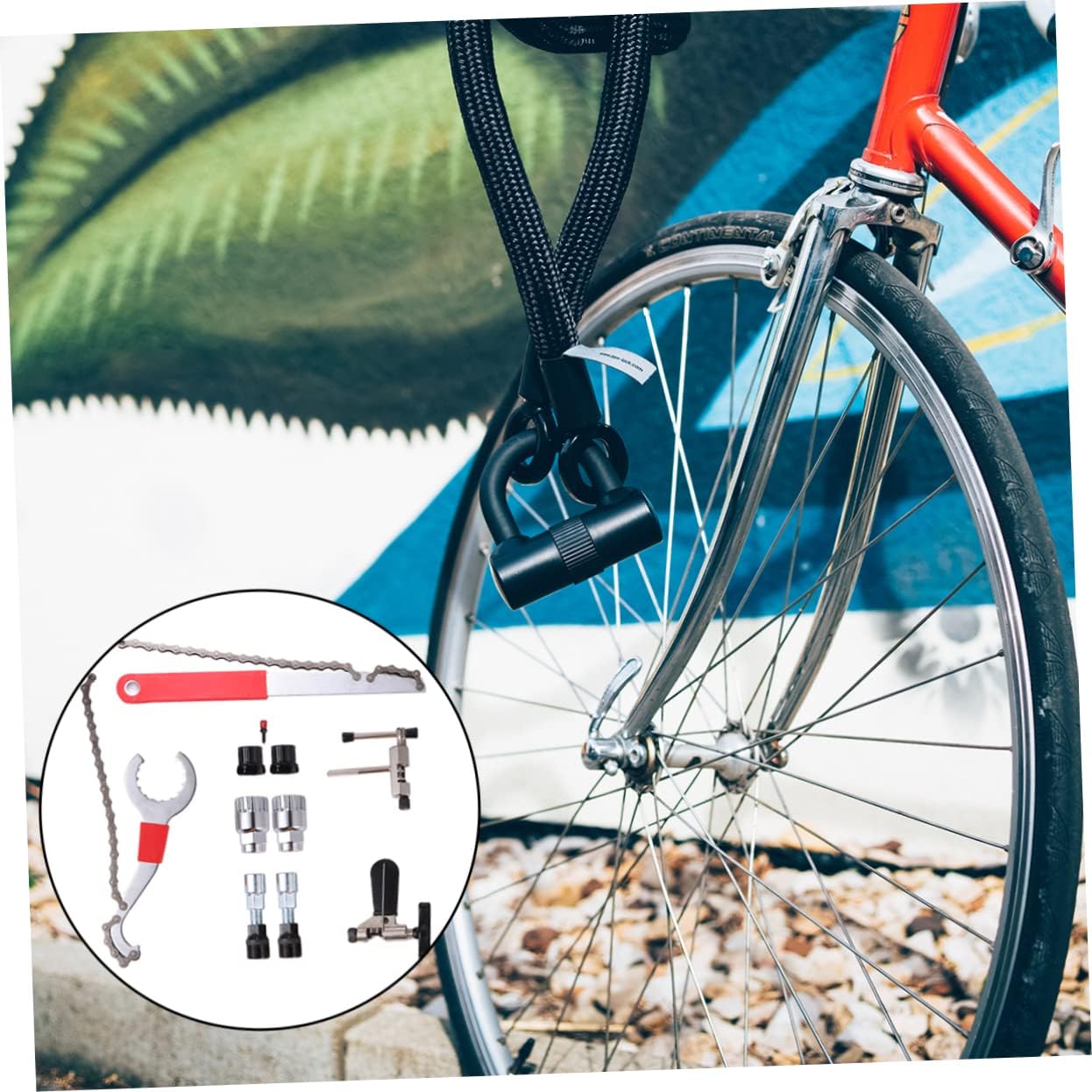 1set Bicycle Repair Tool Kit Professional Crank Extractor Freewheel Turner Bottom Bracket Remover Chain Breaker Three One Wrench for Mountain Road Bikes Silver Black