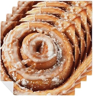 Cinnamon Roll Decorative Dinner Napkins Washable Fabric Tablecloth Napkins for Parties Christmas Thanksgiving Wedding