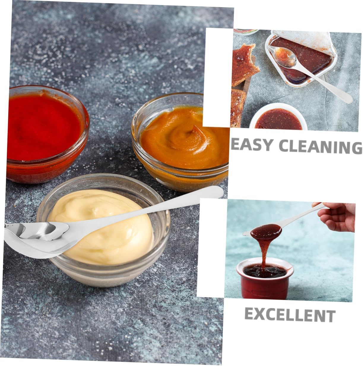 2pcs 304 Stainless Steel Saucier Spoon with Spout for Plating