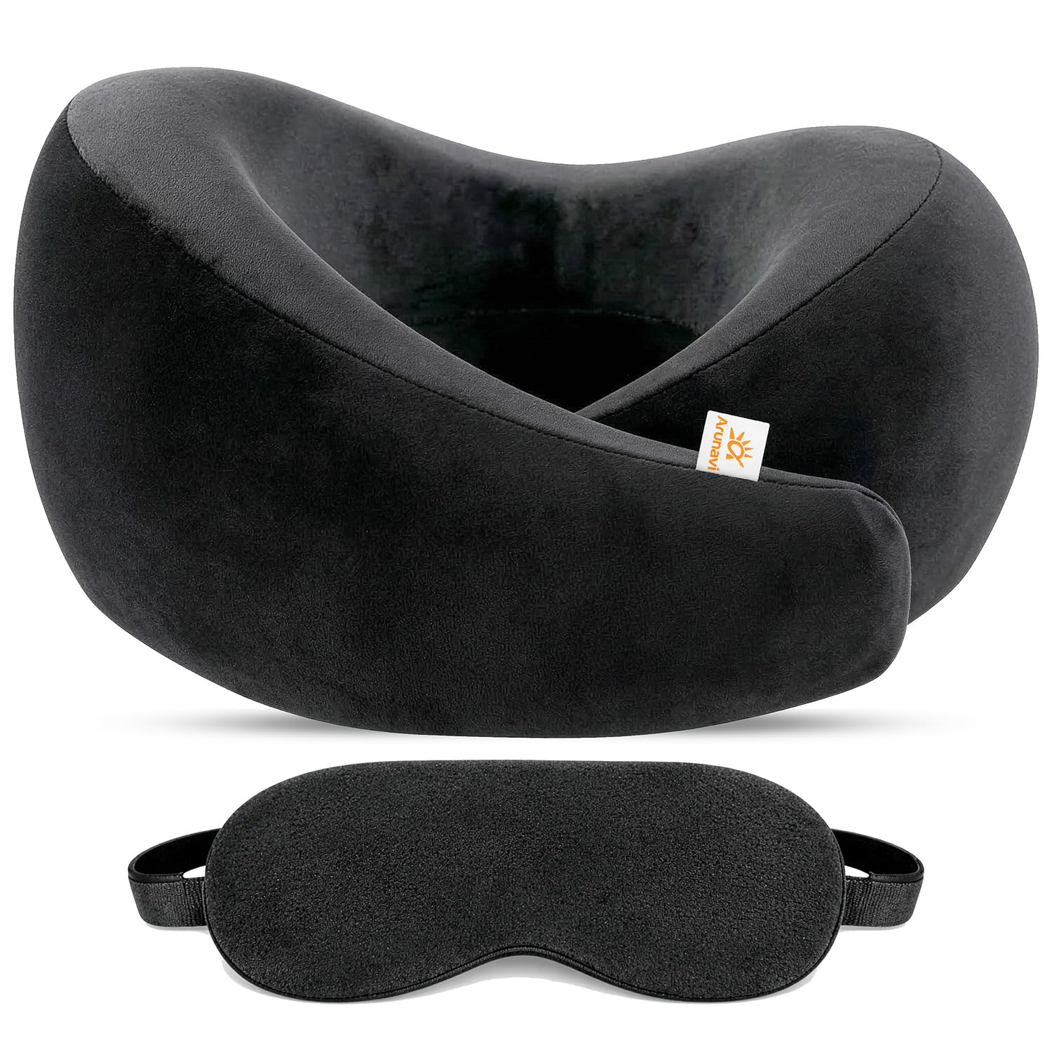 ARUNAVI Curve-Shaped Memory Foam Travel Neck Pillow | Ergonomic Support for Cervical and Neck Pain Relief | Orthopedic, Compact & Stylish for Airplane & Office Use - with Eye Mask | Black-image-17