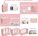 8 Set Compression Packing Cubes for Travel Organizer,Various Sizes Travel Bags,Convenient Travel Packing Organizer,Durable Bag Organizer Necessities for Carry On Luggage-Pink