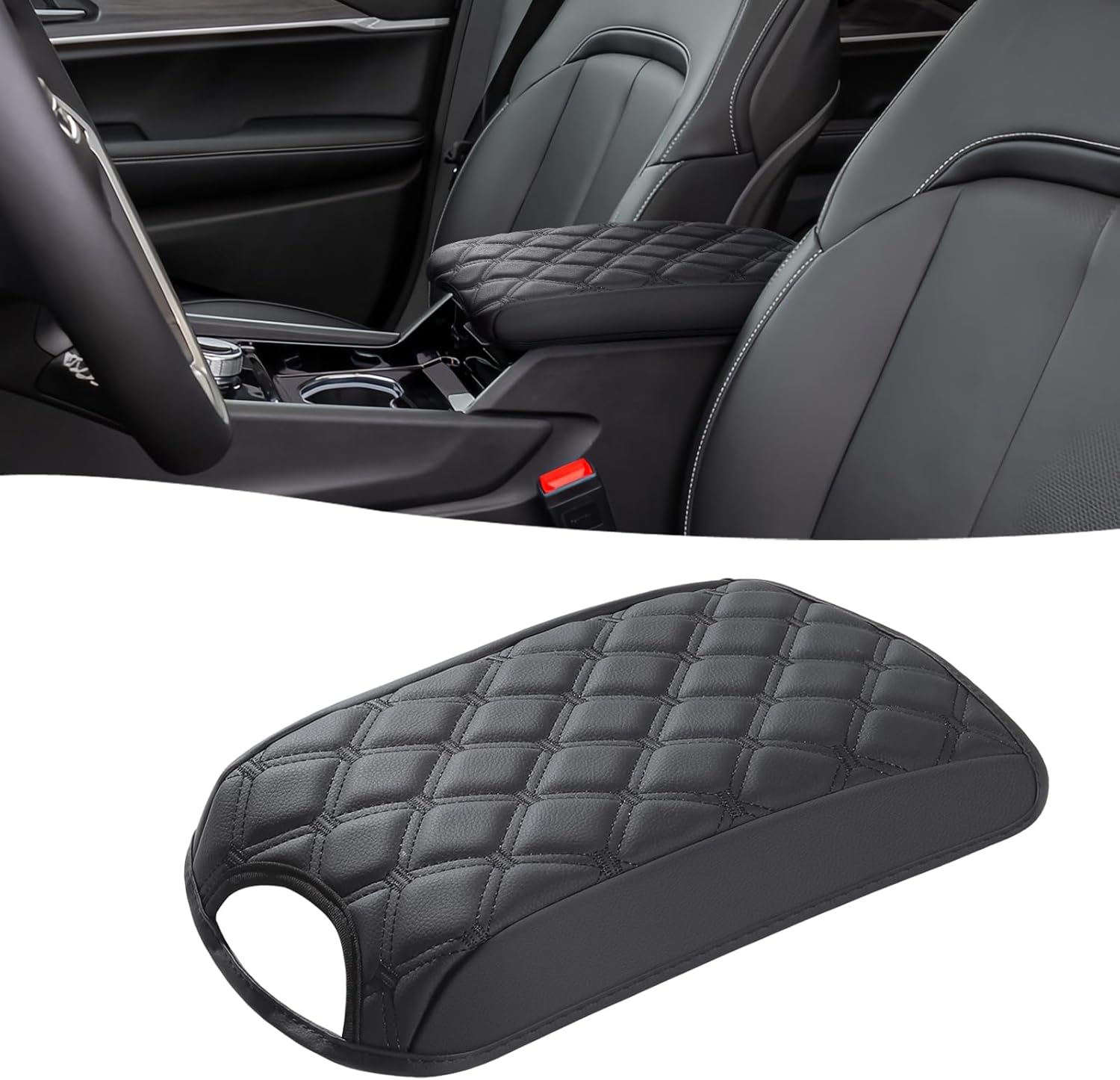 GIANT PANDA Custom Fit for Center Console Cover Armrest Cover for 2022-2026 Jeep Grand Cherokee & 2021-2026 Grand Cherokee L,Waterproof Leather Middle Console Cover - Full Protection - Black