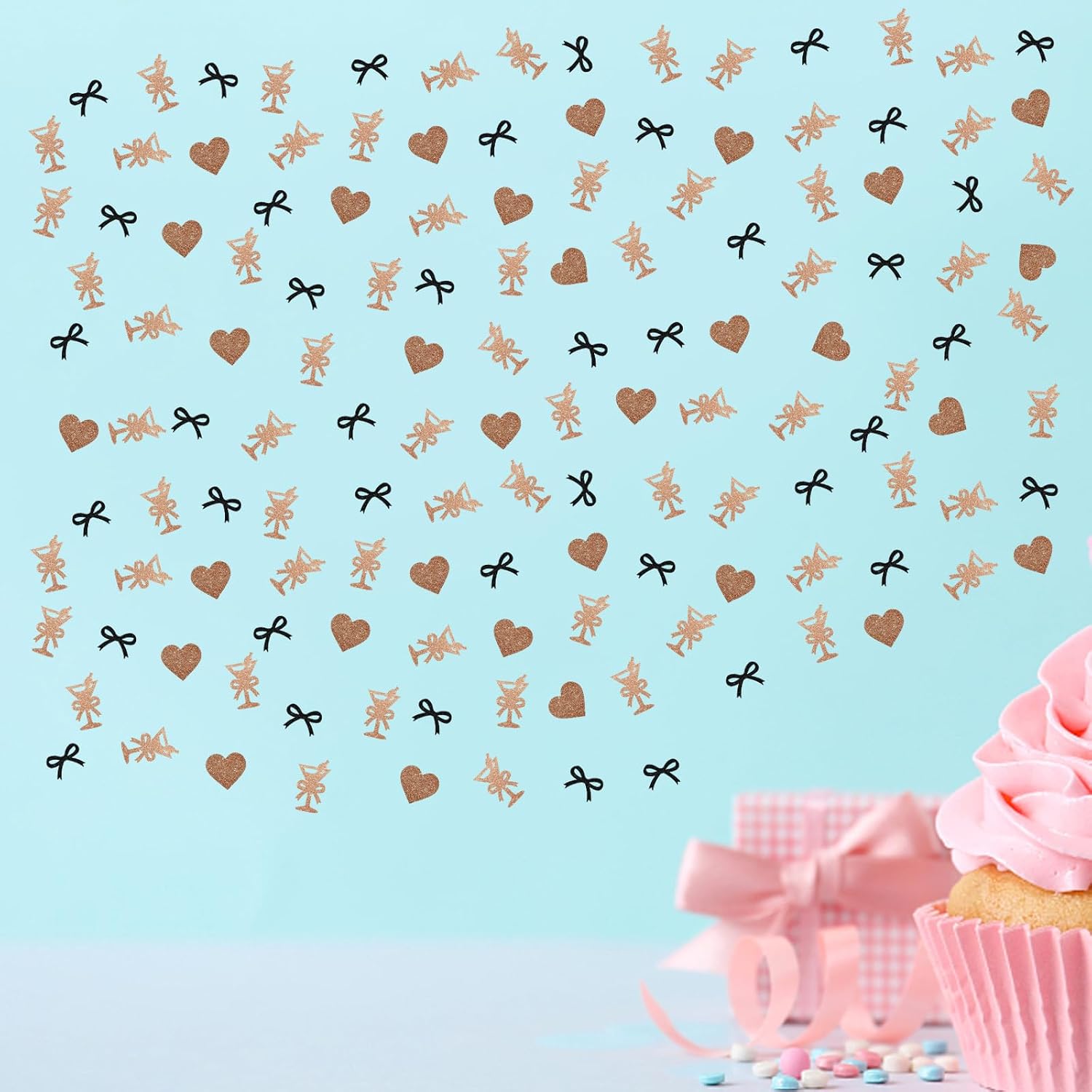 Set of 100 Espresso Martini Confetti, Brown&Black Glitter Margarita Cocktail Glass Table Scatter for Espresso Martini Themed Birthday Party Decoration