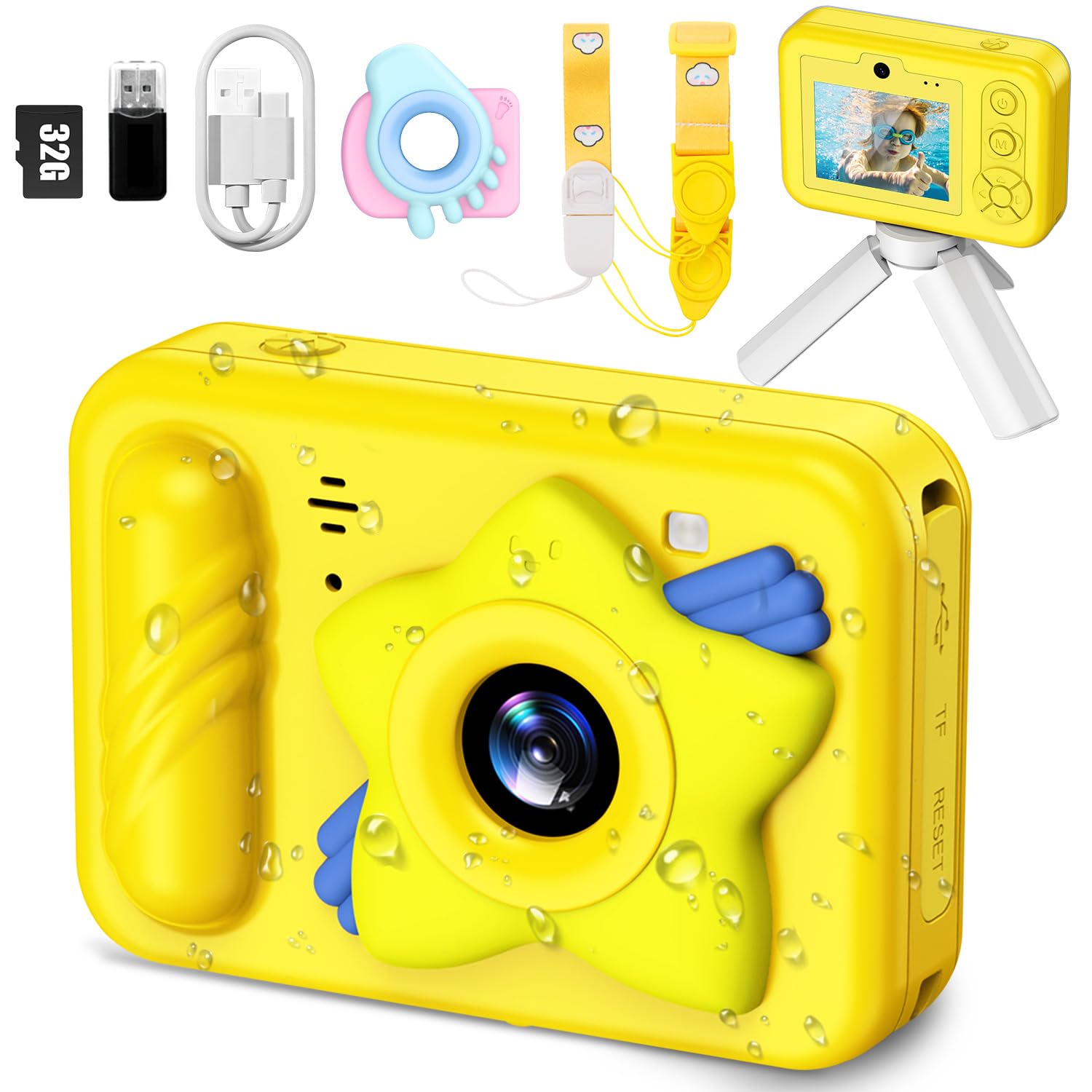 Underwater Camera for Kids - IP68 Waterproof Camera, 48MP Dual Lens, 1080P Video Recording, Toddler Camera for Pool & Beach, Ideal Christmas Birthday