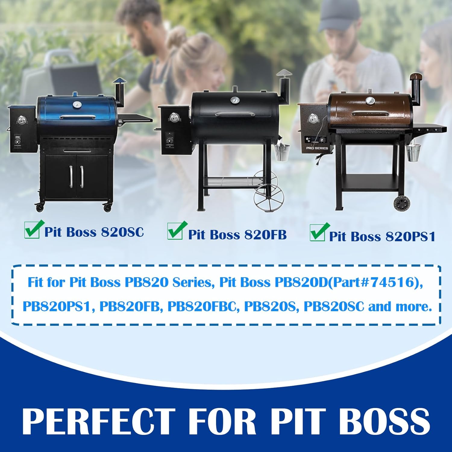 SafBbcue Flame Broiler Kit for Pit Boss 820 Series Pellet Grill Parts, Slide Cover and Bottom kit Replacement Parts for Pit Boss PB820PS1 PB820D PB820FB PB820FBC, PB820S, PB820SC Smoker Accessories