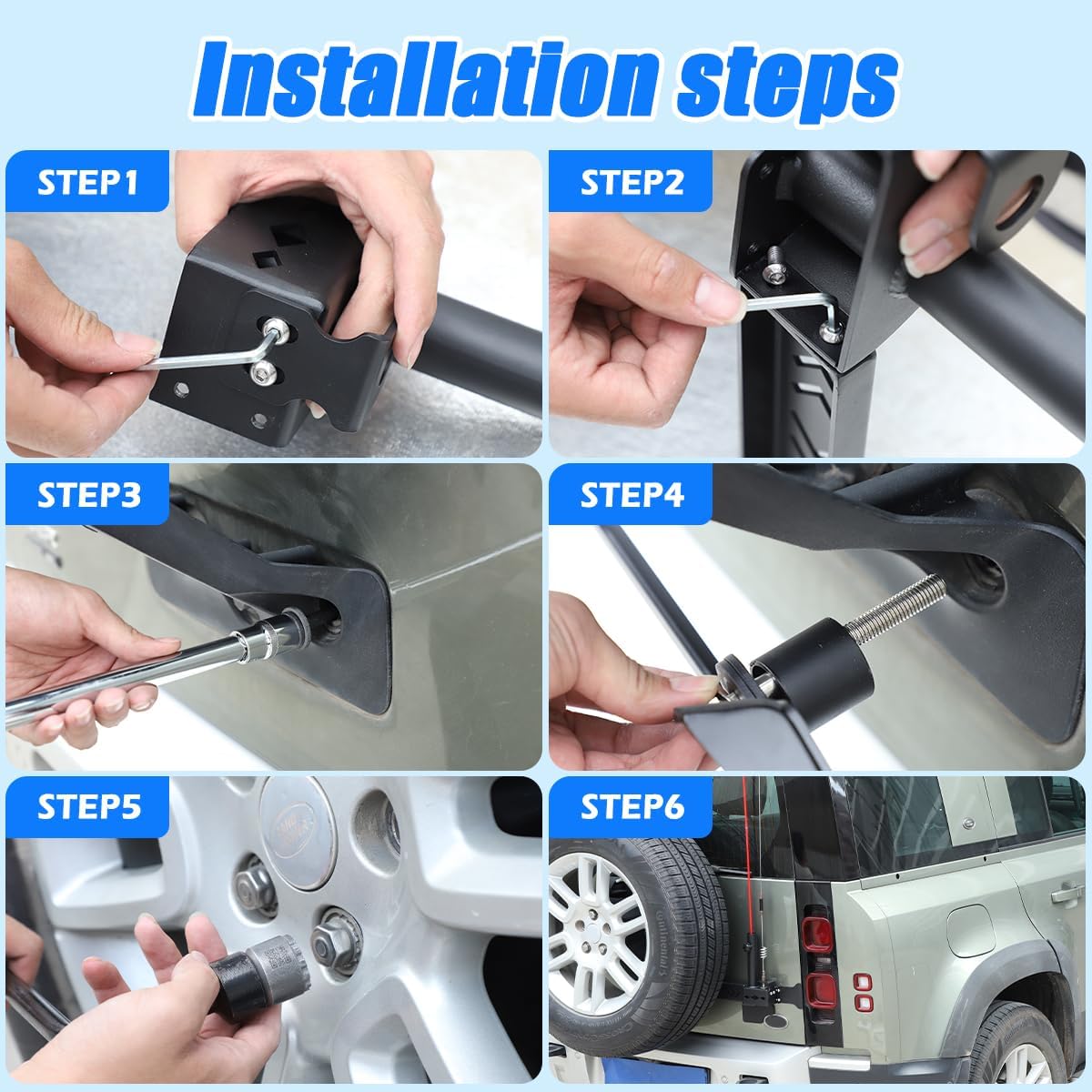 Car Tailgate Flagpole Antenna Mount Compatible with Land Rover Defender 2020-2025 Tailgate Hinge Mounted Single Flag & Antenna Holder,Auto Tailgate Flagpole Holder Bracket Accessories (Style A)