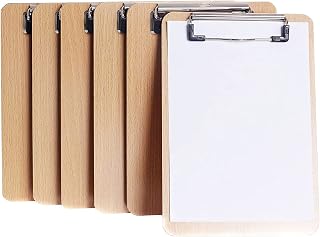 WAIZHIUA 6Pcs A4 Wooden Clipboards Durable Wooden Clip Boards Clip Hardboards with Low Profile Clip & Hanging Hole for Office Work Classroom Business Restaurant