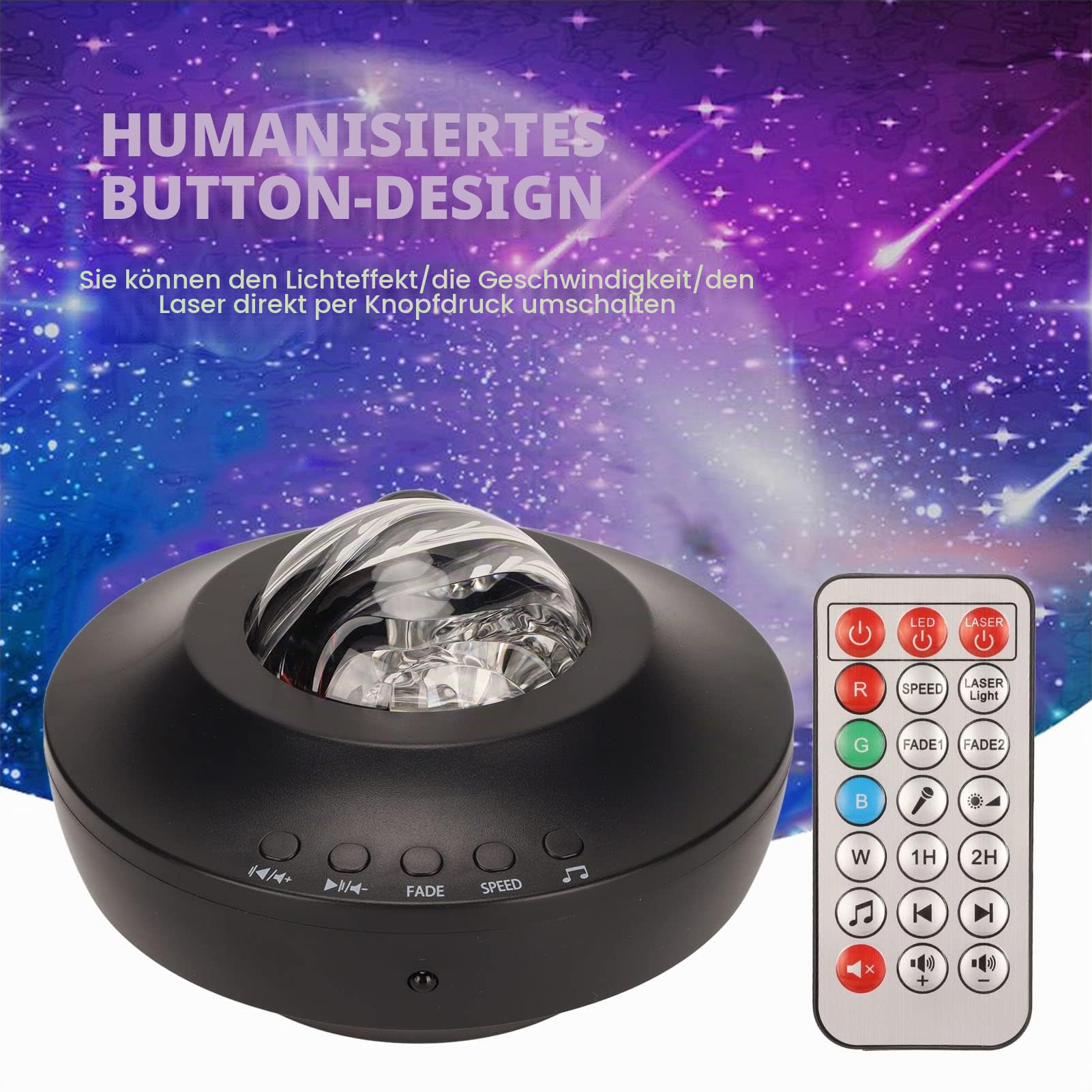 Northern Lights Aurora Projektor, 5 in 1 White Noise Lights Sternenprojektor mit Bluetooth Lautsprecher, Timer und Fernbedienung Projektor Nachtlicht Projektor für Schlafzimmer, Decke