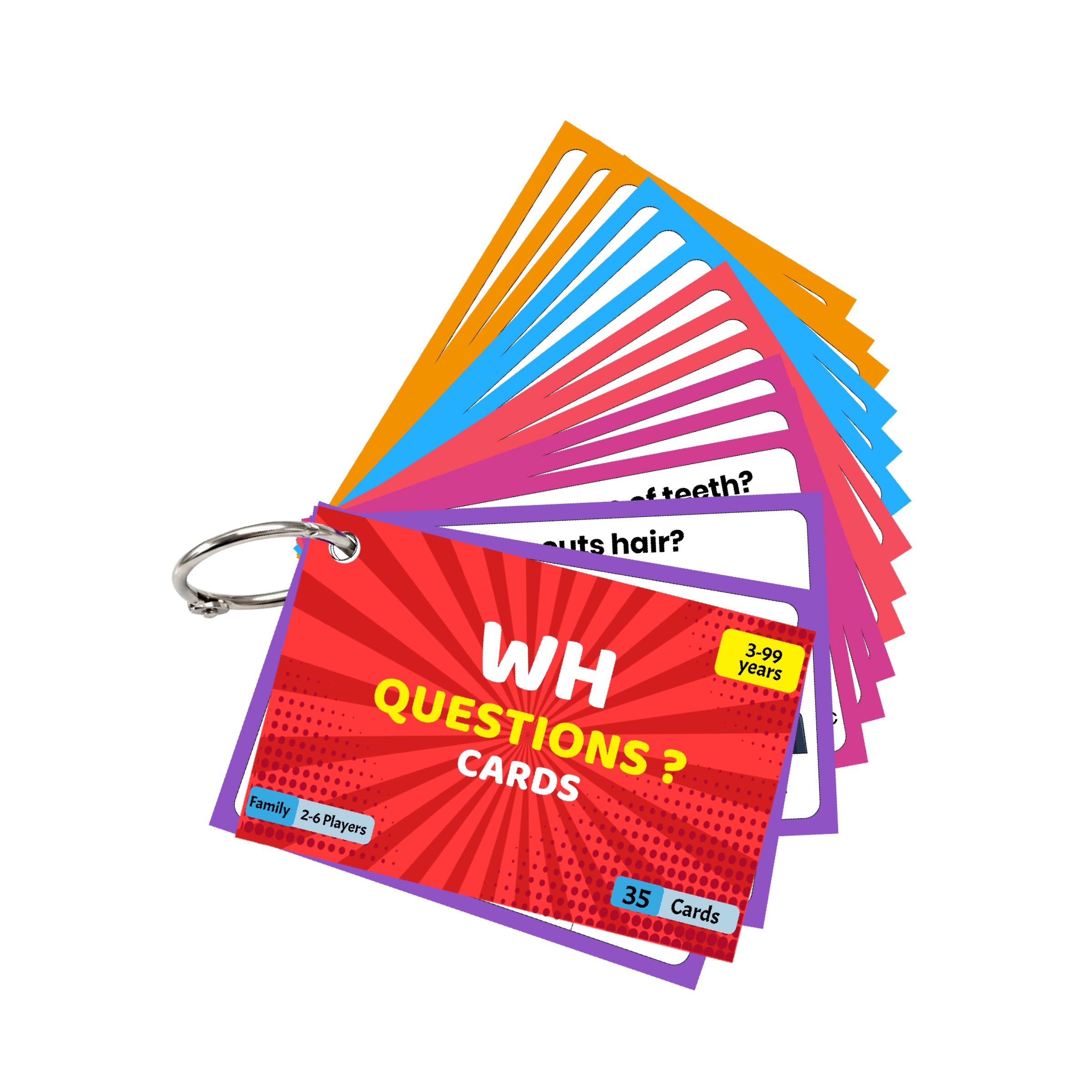 WH Questions Flash Cards for Kids with Binding Rings | English Language Learning Card for Toddler Teachers Parents-image-15