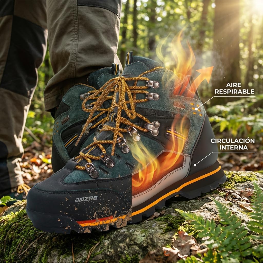 SANANG Men's Leather Montana Boots with Non-Slip Sole, Climbing Shoes, Blue, Yellow, Orange, Size 40-46
