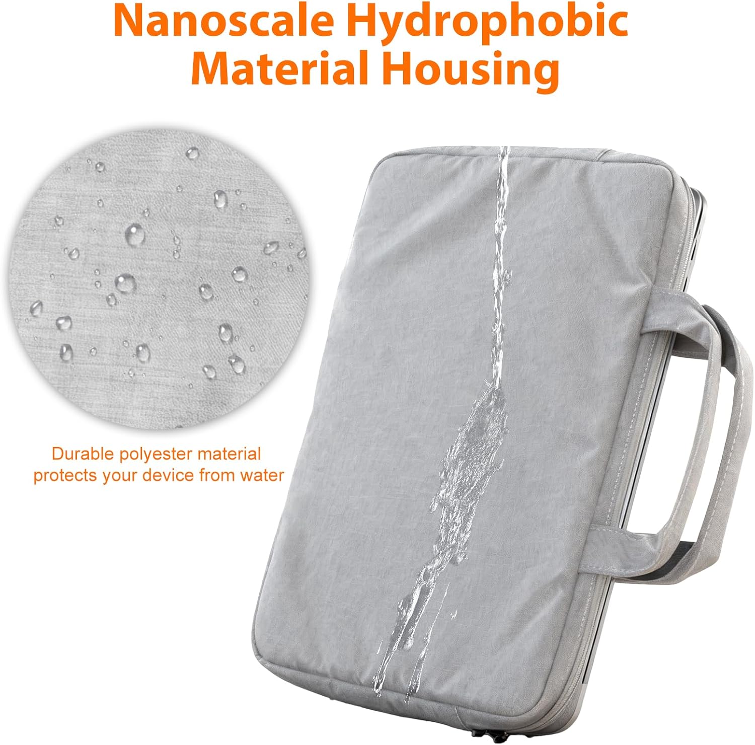 Hand-held Laptop Sleeve Case Water-Resistant Protection Cover with Front Pocket Retractable Handle Computer Bag for 15.6 Inch Compatible with Laptop/Notebook/Tablet ，Grey