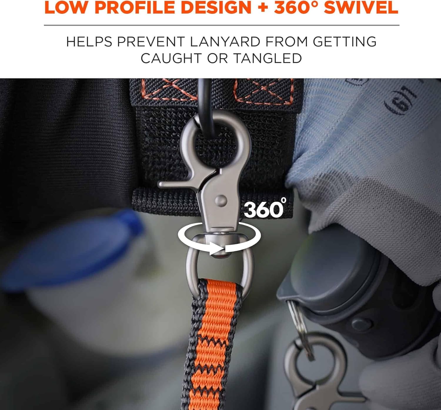 Ergodyne Squids 3153 Nylon Web Tool Tether, 24 inch Lanyard - Dual Trigger Hook Attachment Ends, 5 lbs