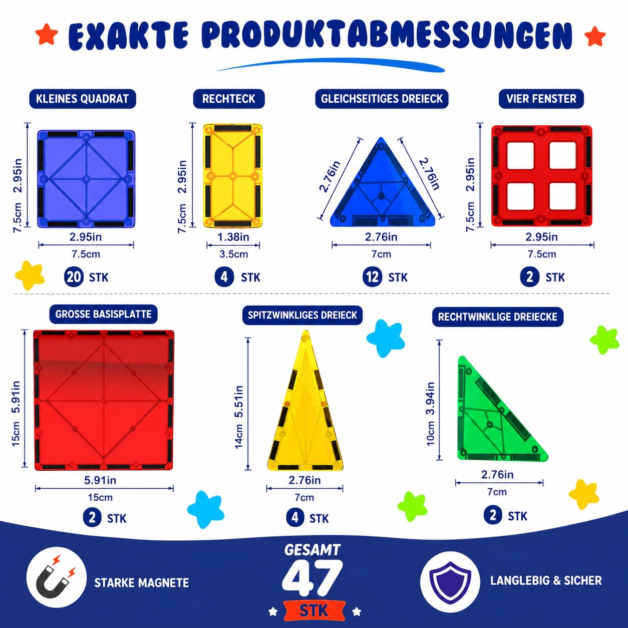 Desire Deluxe Zeug für Kinder, Lernspielzeug für Jungen und Mädchen, 3 4 5 6 7 8 Jahre alt, XXL Set mit 47 Teilen