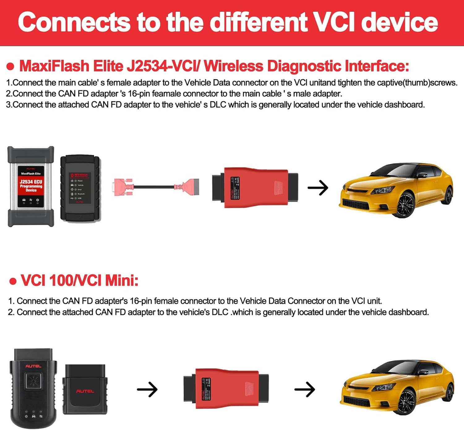 Autel CAN FD Adapter Support CAN FD Protocol for GM 2020+ for Ford for Chevrolet for Lincoln Compatible MaxiFlash Elite J2534-VCI VCI100 VCI Mini Maxisys Elite 908 Series 906 Series