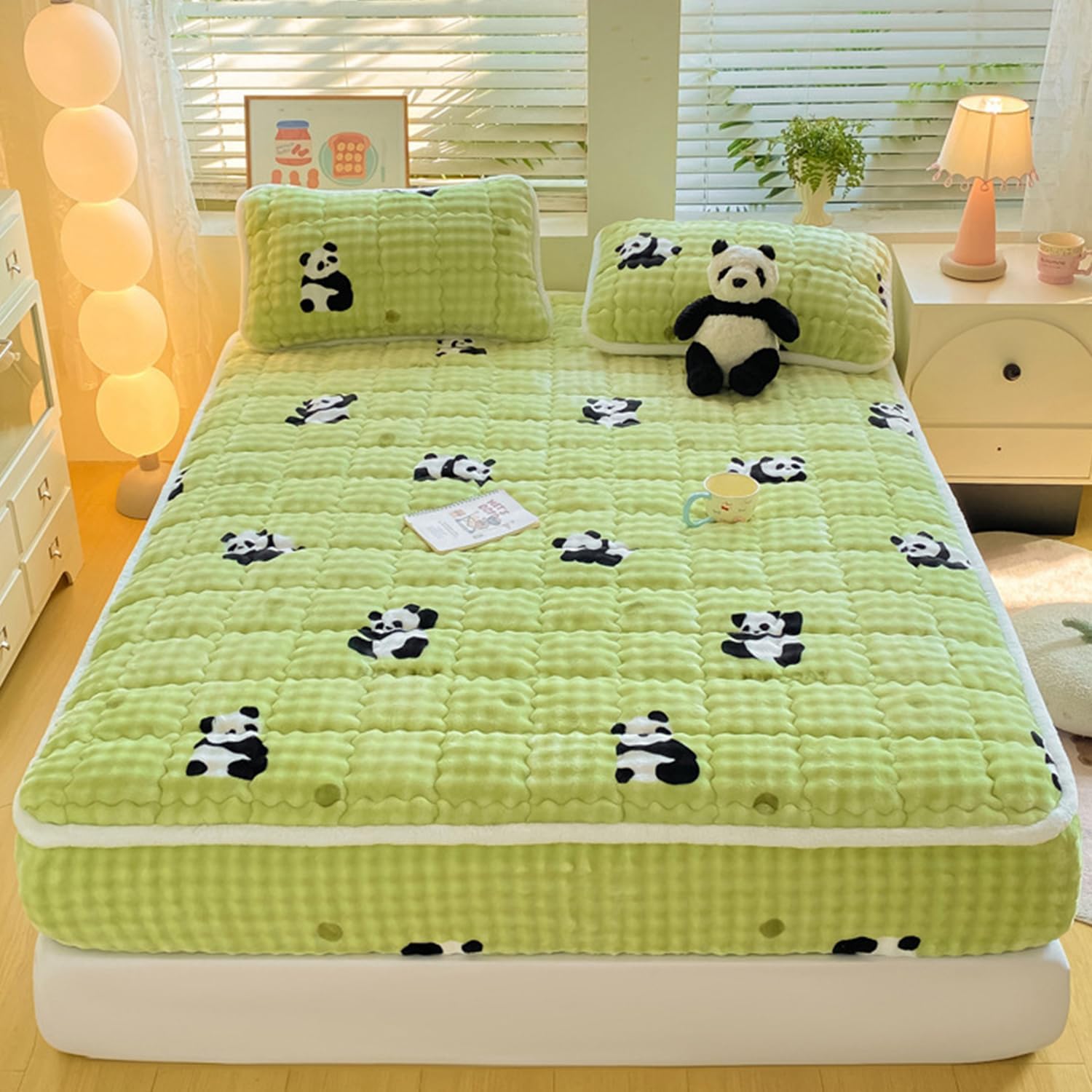 C,90 * 200cmTWIN,LDLCYCN Thicken Mattress Protector Velvet Soft Mattress Cover with 10'' Deep Pocket Fitted Sheet with Elastic Bottom Full Wrap Warm Bed Cover Mattress Topper Machine Washable