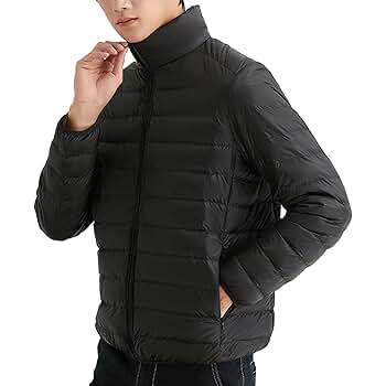 Men's Stand Collar Down Coat Full-Zip Lightweight Puffer