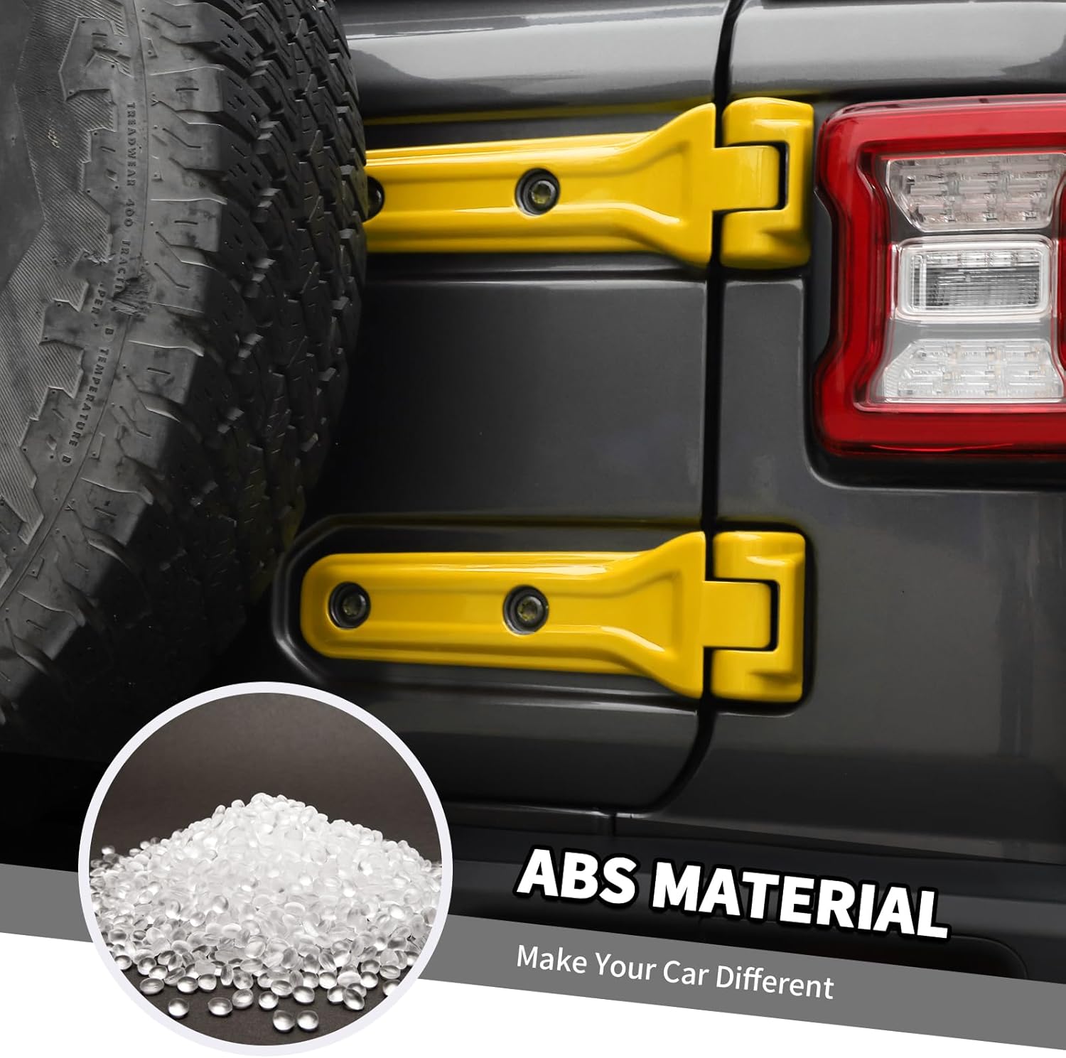 Jimen Fit for Jeep Wrangler JLU 4 Door 2018-2024, 20PCS Door Hinge & Tailgate Hinge Cover Exterior Trim Accessories (Yellow)