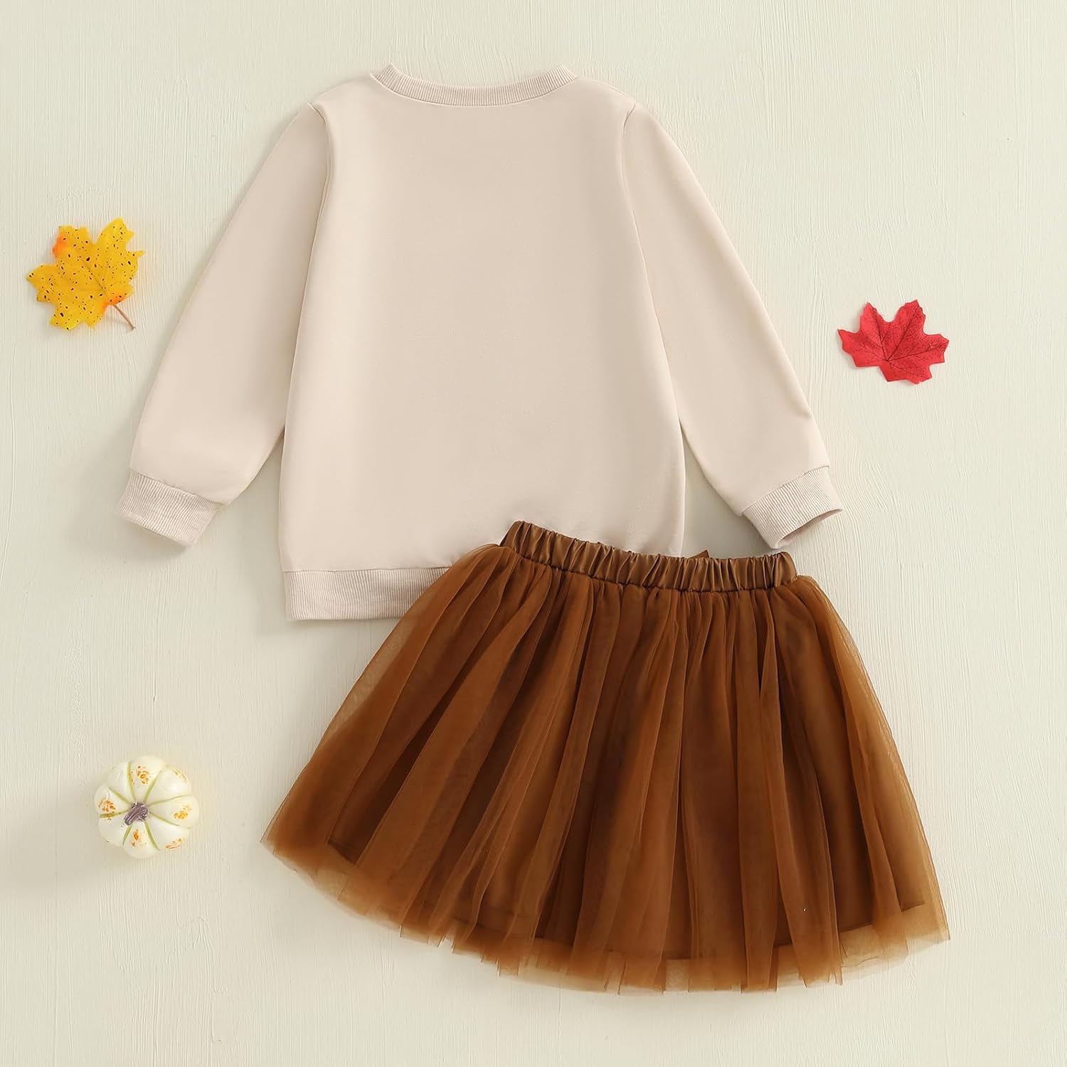 Little Kids Toddler Thanksgiving Outfit Girl Turkey Embroidery Sweatshirt and Skirt Kids Thanksgiving Dress