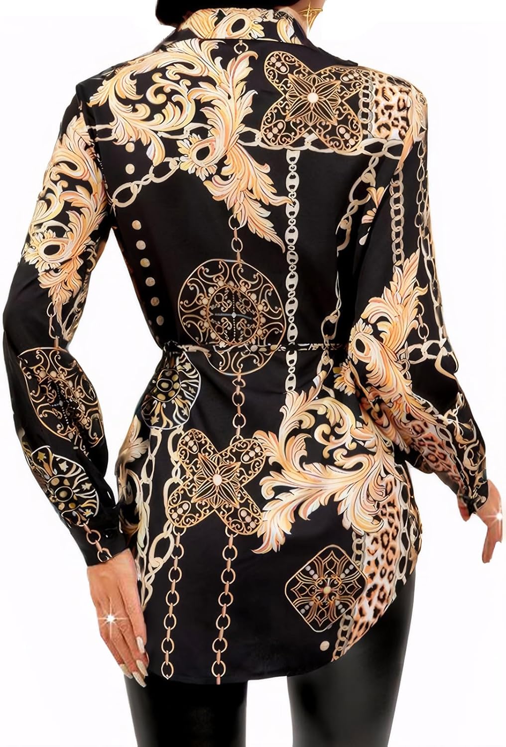 Women's Sexy Button Down Shirts Dress Long Sleeve Casual Blouse Loose Tops Collar T-Shirts Club Party Mini Dresses - Image 2