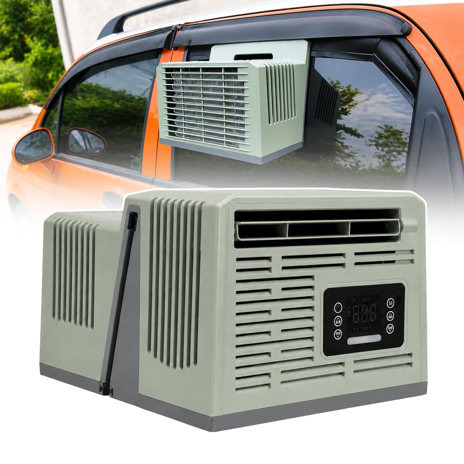 Mini Portable Air Conditioner, Outdoor Tent AC Self Evaporating No Frequent Water Emptying Remote Timer Control, Compact Window Hang AC for Camper Build Temporary Outdoor Rest Area 24V-Version