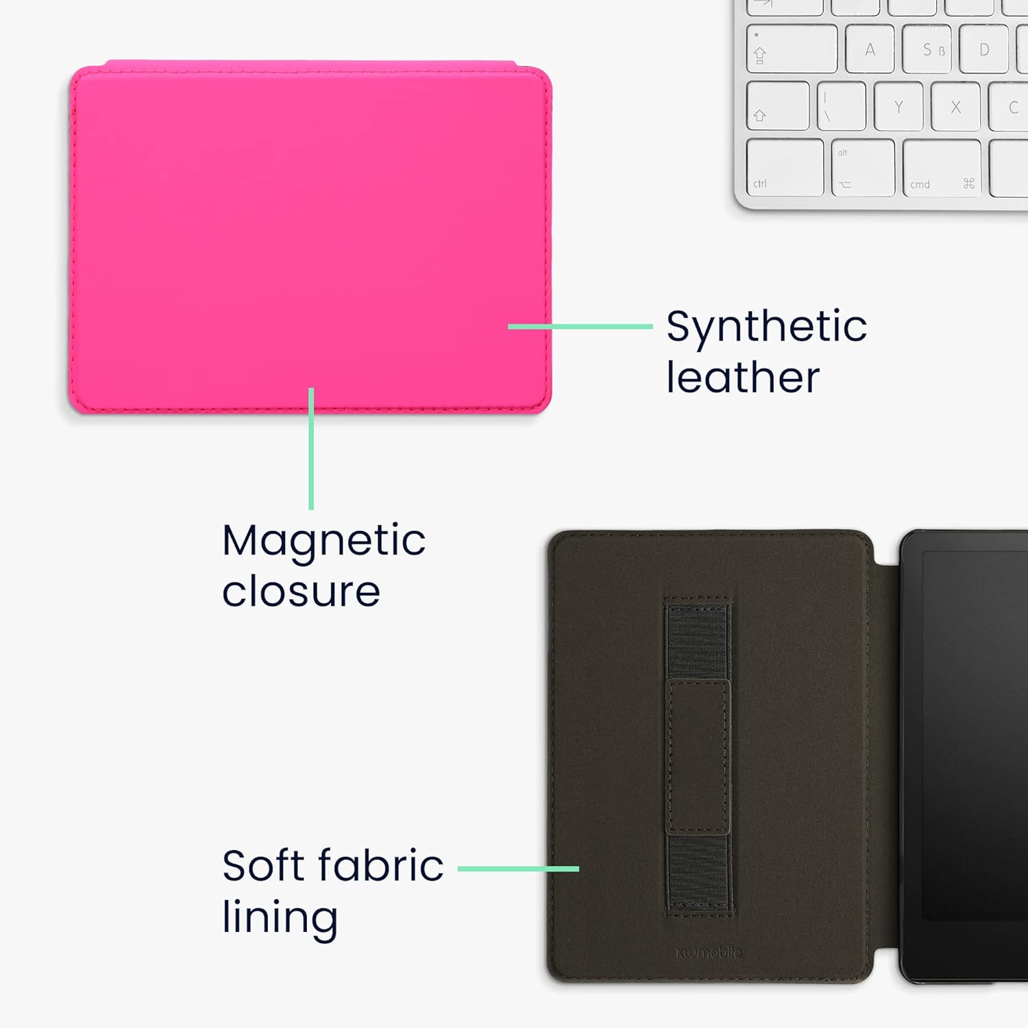 kwmobile Case Compatible with Amazon Kindle Paperwhite 11 Generation 2021 Case - Cover for Kindle Paperwhite Case w/Magnet - Neon Pink