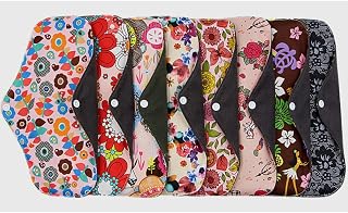 Exceart Washable Menstrual Pads Reusable Panty Liners Washable Pads Breathable Bamboo Charcoal Cloth Reusable Pads Menstrual 25x18CM (Random Color) Toile