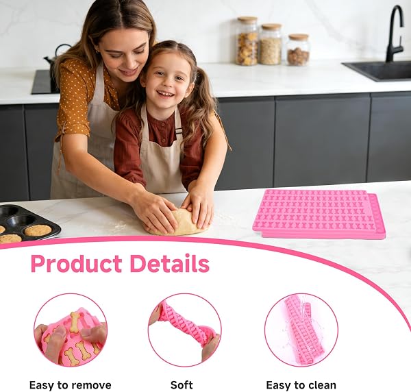 Molde de Silicona Para Caramelos, Golosinas para Perros, Chocolate, Fáciles de Limpiar, 3 Piezas, Reutilizables, sin BPA, Moldes para Hornear Galletas - 5