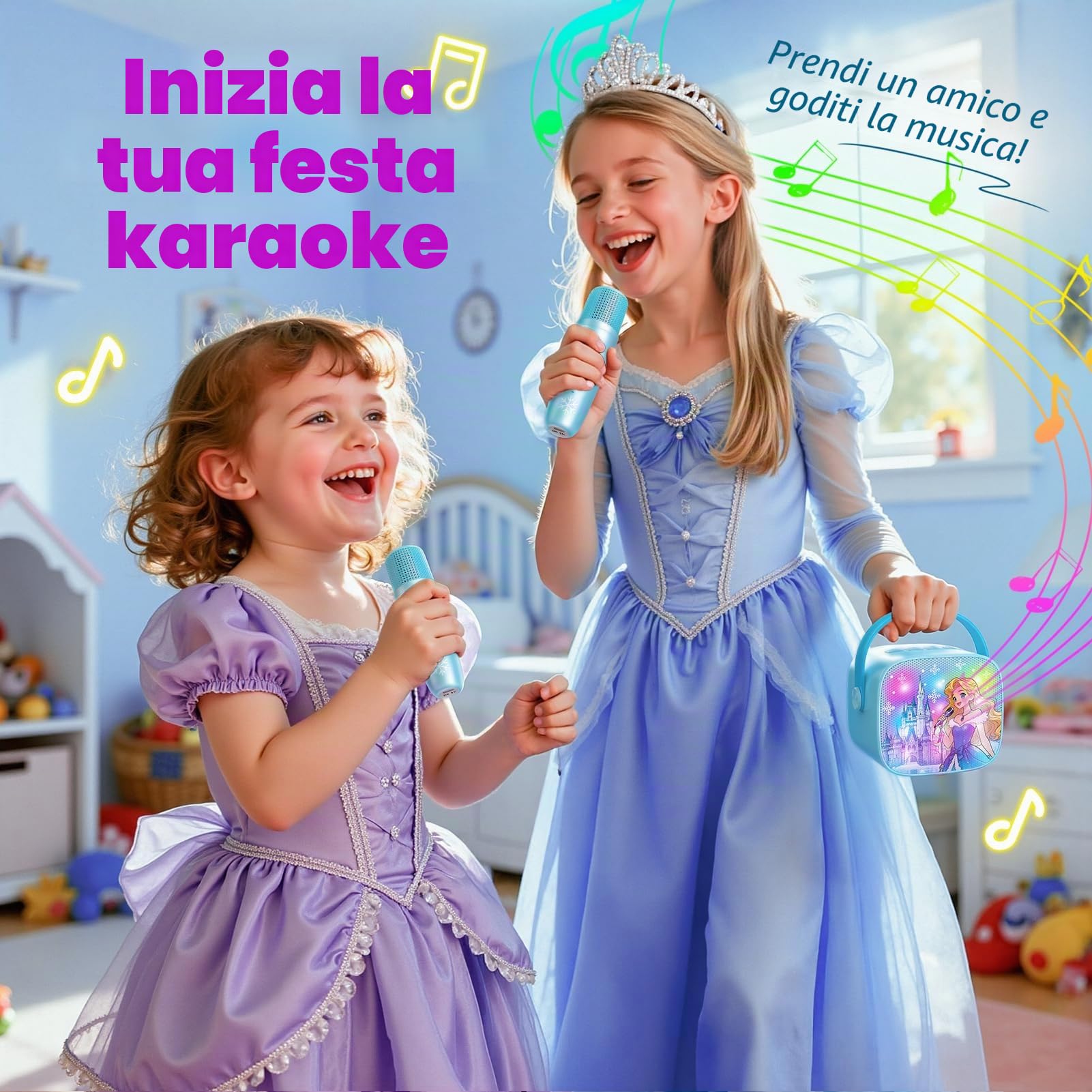 Braxel Microfono Karaoke per Bambini 3-12 Anni Bluetooth Luci LED Effetti Vocale Giocattolo Musicale