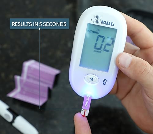 Miniatura 5 de Bruno MD6 Sistema de monitoreo de cetonas y glucosa en sangre  Rastrea el progreso de tu dieta cetogénica y cetogénica  Kit de prueba de cetosis con