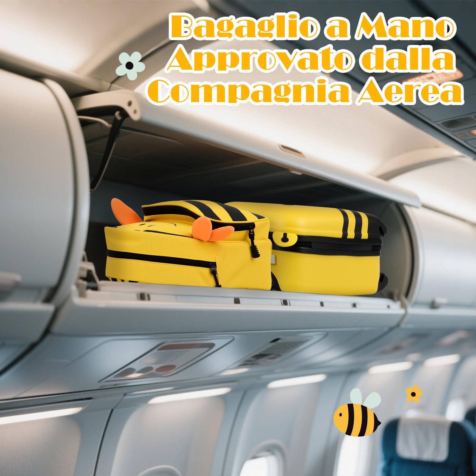 COSTWAY Set di Valigia per Bambini, 16" Valigia+ 12" Zaino, 2 Pezzi, con Ruote Girevoli a 360° e Maniglia Retrattile, Ideale per Viaggiare in Modo Comodo e Divertente (Modello 24)
